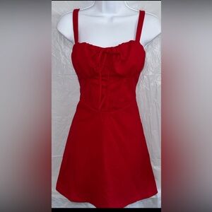 SHEIN Red Tie-Front Mini Dress